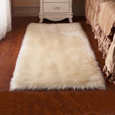 China Washable Rectangle Shape Area Rugs Soft Faux Fur Sheepskin Artificial Fur Rug Large White Blanket for sale