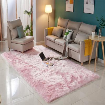 China Good Price Fur Floor Rug Washable Wool Long Rug Faux Sheepskin Blanket Artificial Fur For Living Room for sale