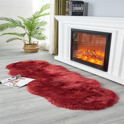 China Washable Faux Fur Area Rug And Cover Sheepskin Floor Blankets For Living Room Sheepskin Faux Fur Carpets Fluffy And Modern Blanket for sale