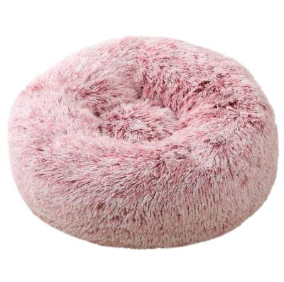 China 2021 New Colorful Travel Fleece Around Calming Soft Plush Nest Warm Donut Cat Dog Pet Bed for sale