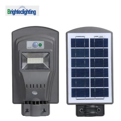 China ROAD 20w solar power panel lamp street light outdoor lead IP 65 ABS all in one solar led street light for sale