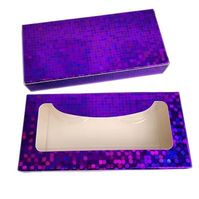 China Customized Recyclable One Pair Glitter Rose Gold Eyelash Box With Transparent Window for sale