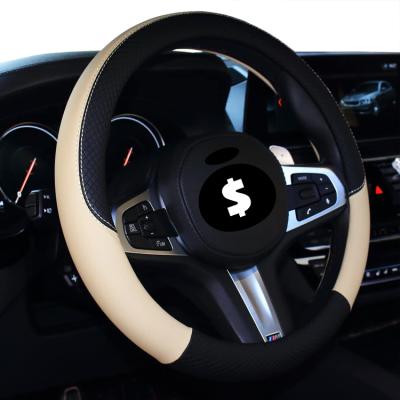 China 15 Inch Universal Leather Fit Sports Car Steering Wheel Cover Anti-Slip and Odorless (Black) for sale