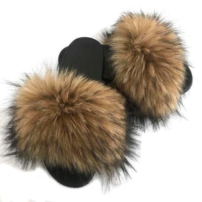 China Plush Casual Shoes Woman Furry Sandals Slides Flip Flops Flat Home Slippers Slides Summer Fashion Trend Women Fur Slippers Faux Fur Fluffy for sale