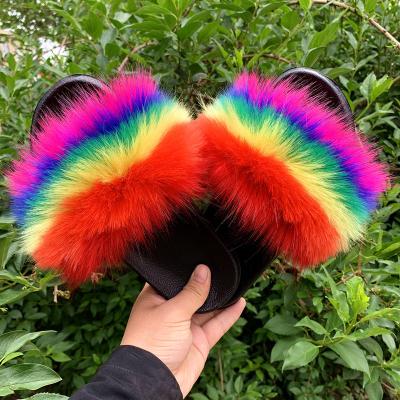 China Fashion Trend Girls Cute Home Soft Slips Lovely Faux Fur Slippers For Kids for sale