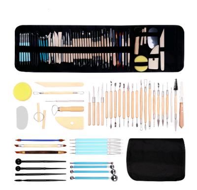 China Wholesale 52 Pcs Wooden Pottery Sculpting Modeling Clay Tools Set Wooden Polymer Clay Tools for sale