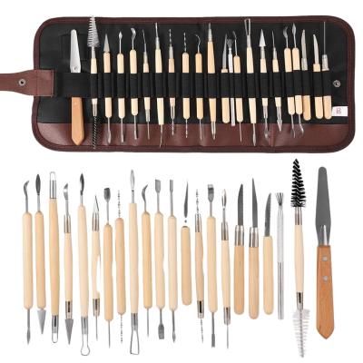 China 23 Pieces High Quality WOODEN Clay Ceramic Knife Sculpture Wooden Polymer Sculpting Pottery Clay Tools for sale