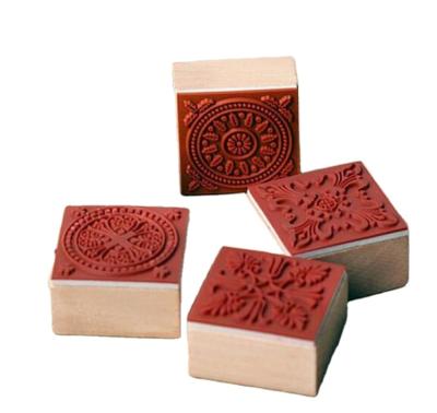 China Wholesale Korean Classical Wood Series Wooden Square Stamp Lace Children's Lovely Children's Seal for sale