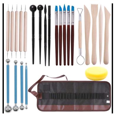 China Wholesale 25 Pcs WOODEN Pottery Sculpting Modeling Clay Tools Set Wooden Polymer Clay Tools for sale