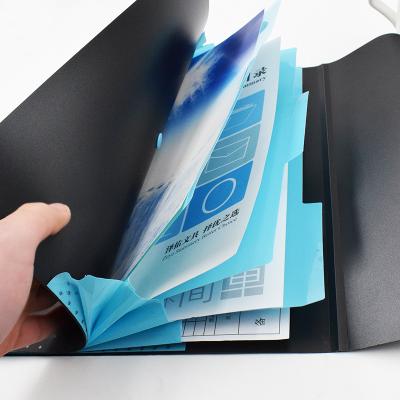 China Multilayer Folder Holder A4 Folder Student Responsive Paper Folder 3 Pocket Bill Storage PVC Button Clip Type for sale