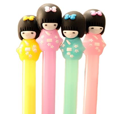 China Girl normal custom doll logo gel pen cartoon signature pen student creative black ink stationery for sale