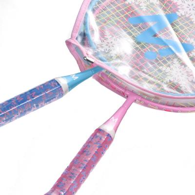 China Red And Blue Badminton Racket Entertainment Type Durable Kids Outdoor Game Practice Racket With Ball And Bag for sale