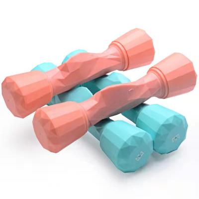 China Fitness Indoor Children Exercise Diamond Rubber Covered Dumbbell Yoga Dumbbell Handheld Dumbbells for sale