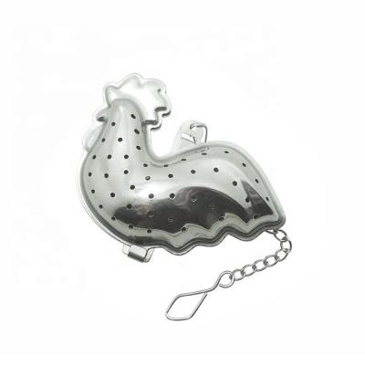 China UJ-TI093 Sustainable Rooster Form Stainless Steel Tea Infuser Tea Strainer With Chain for sale