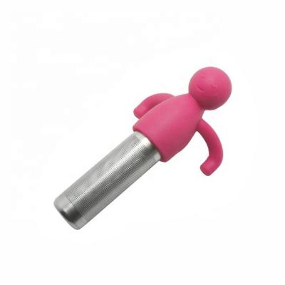 China UJ-TI099 BPA Free Viable Shape Silicone Tea Strainer Human Tea Infuser for sale