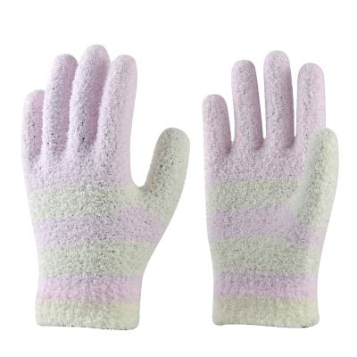 China Keep Warm / Touchscreen Logo Customized Keep Warm Winter Gloves For Women Fashion Mittens Striped Knitted Half-Fleece Funny Magic Gloves for sale