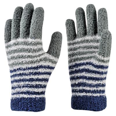 China Keep Warm Custom Magic Men's Gloves Logo Half-Fleece Warm Autumn Winter Stretchy Knitted Mittens Women Wholesale for sale