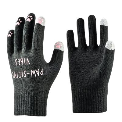 China Keep Warm Cute Sensor Touch Screen Gloves Custom Logo Women Winter Touch Screen Dress Mitten Acrylic Keep Warm for sale