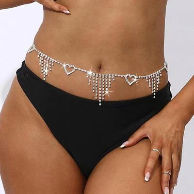 China CLASSIC Fashion Heart Belly Chain Rhinestone Belt Body Jewelry For Women Crystal Dating Leisure Sexy Waist Chains Dance Decor for sale