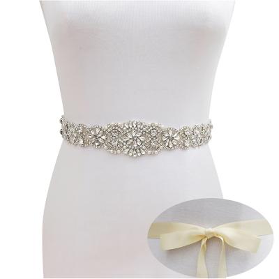 China Women Shiny Shiny Crystal Rhinestone Sash Wedding Belt Clear 57x5cm Rhinestone Applique Sash for sale