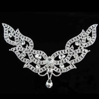 China Wholesale Shiny Transparent Flatback Rhinestone Applique Lace Trim For Gift Decoration for sale