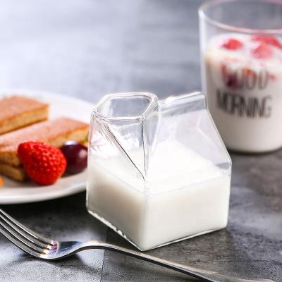 China High Borosilicate Milk Glass Cups Product Milk Beverage Cardboard Creative American Heat Resistant Glass Milk Cup for sale