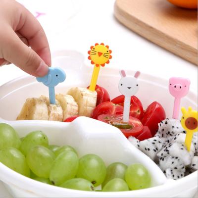 China Wholesale Bento Box Decoration Cute Animal Eco Friendly Non-Toxic Plastic Food Fruit Picks 10pcs Cupcake Decorating Forks Set for sale