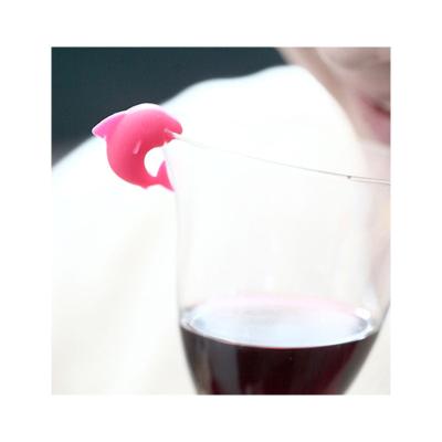 China Best Selling Creative Disposable Silicone Wine Glass Holder Party Cup Label Shark Marker Wine Glass Recognition System for sale