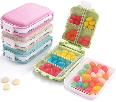 China New BPA Plastic Wheat Free Eco-friendly Fiber 7 Day Pill Organizer Box Compartments Pill Box Monthly Plastic Pill Box for sale