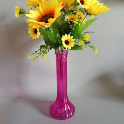 China Wholesale Home Decoration Vases For Centerpieces Colored Tall Vases Machine Made Long Neck Glass Vase for sale