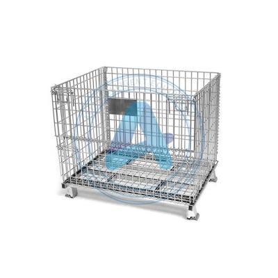 China Wholesale Logistics Transport Warehouse Folding Stacked Galvanized Wire Mesh Storage Metal Cages for sale