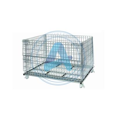 China Wholesale Logistics Transport Warehouse Sturdy Folding Galvanized Durable Wire Welded Mesh Cages For Warehouse Storage for sale