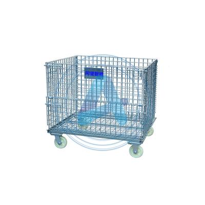 China Logistics Transport Warehouse Storage Containers Goods Folding Rugged Wire Mesh Storage Cage for sale