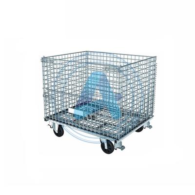 China Popular Daily Mobile Folding Welded Wire Mesh Container Storage Logistics Transport Warehouse Cargo Cage for sale