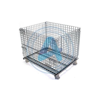 China Logistics Transport Warehouse Industrial Goods Storage Hot Dip Galvanized Folding Rigid Metal Wire Cage for sale