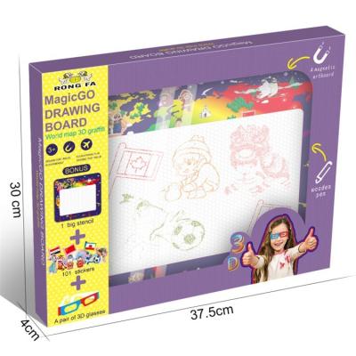 China Magnetic 3D Travel Around The World Magnetic Drawing Board Set Window Box Packing Graffiti Paint Color Inscription Board Toys SQY00169461 for sale