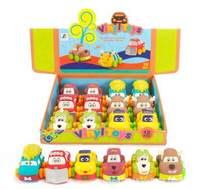 China New Style 12Only Car 6 Version Vinyl Q Creative Cartoon Baby First Education Sliding Soft Plastic Toy Car Display Box SQY00116531 for sale