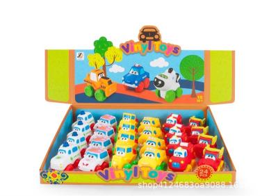 China In Sale 24PCS Vinyl Car 6Style Early Education Cartoon Toy Car Soft Plastic Sliding Display Box Toy Vehicle SQY00116549 for sale