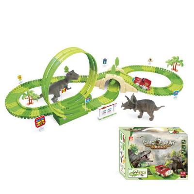 China Creative Slot Toy Best Sell Dinosaur rail car188PCS Slot Toys Variety Assembled Track Toys Early Children's Education Electric Car DIY for sale