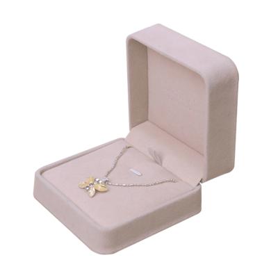 China Jewelry Packaging White Plastic Velvet Wholesale Logo Custom Jewelry Pendant Microfiber Box for sale