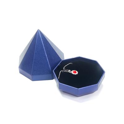 China Diamond Special Paper Flannel Lined Creative Blue Octagonal Custom Jewelry Pendant Box for sale