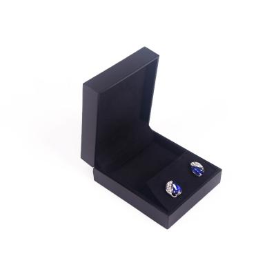 China Jewelry Packaging Cheap Plastic Black Paper Customized Logo Square Velvet Black Jewelry Storage Box Earrings Packaging Box for sale