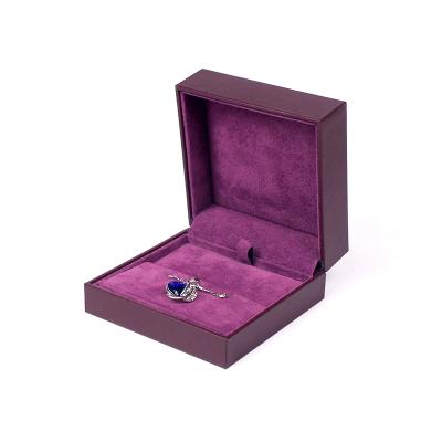 China Morocco Paper Customized Purple Plastic Velvet Morocco Paper Lining Logo Packaging Jewelry Earring Box for sale