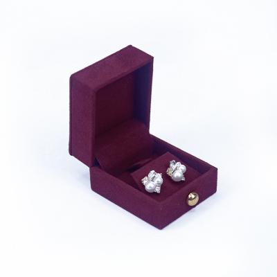 China Wholesale Purple Suede Velvet Logo Customize Jewelry Earring Box Earring Plastic Box for sale