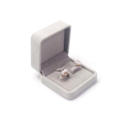 China Wholesale Velvet Handle Gray Velvet Lining Logo Custom Jewelry Earring Packaging Box for sale