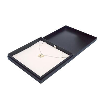 China Large Large Black Square Simple Matte Special Paper Velvet Custom Logo Jewelry Necklace Box Packaging for sale