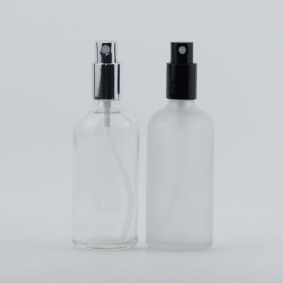 China Personal Care Recyclable Frosted Glass 100ml Perfume Bottle With Pump Spray Cap for sale