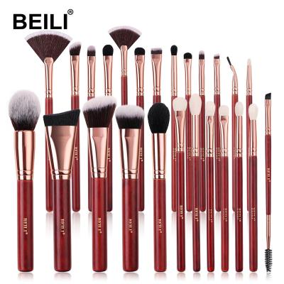 China Angular blush BEILI professional cosmetics make up brushes wholesale maquillaje 25 red wine goat Pony Hair colorful makeup brush set for sale