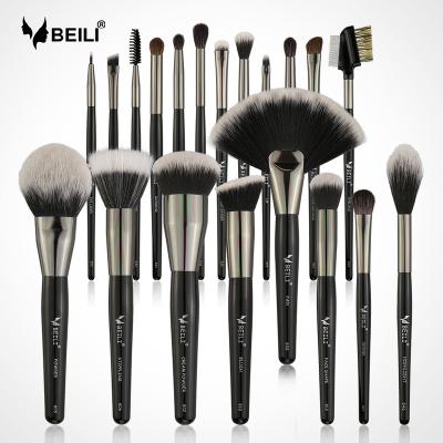 China BEILI Private Label Custom Logo Makeup 20PCS Soft Luxury Professional Makeup Brush Kits Cosmetic Black Wooden Set Brush for sale