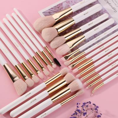 China BEILI Makeup Brushes 25pcs White Gold Eco-friendly Cosmetic Brushes Blend Pink Vegan Eyelash Hair Makeup Foundation Synthetic Brush Set for sale